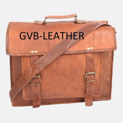 Borsa A Tracolla Uomo Vera Pelle Vintage - Porta Documenti E Laptop, Artigianale India