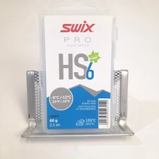 Swix HS6 Blue Hard Glide Wax for XC Downhill Skis Snowboards -6C/-12C, 60g