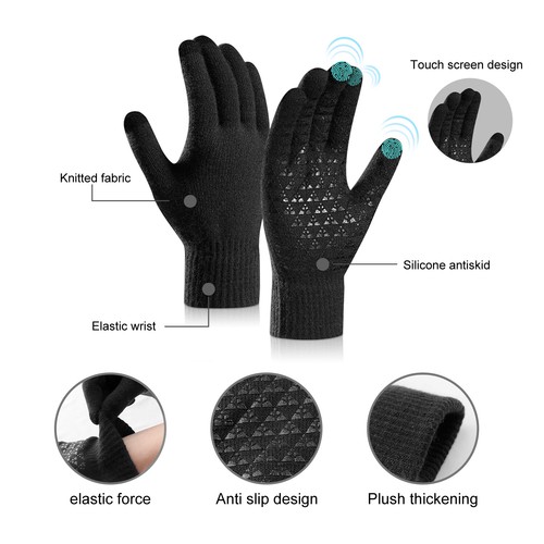 Winter Wool Warm Knitted Touch Screen Glove Mobile Phone Knitted Gloves MenWomen - Picture 22 of 107