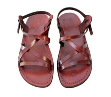 Brown Gladiator Jesus Women's Leather Sandals Strap Handmade UK 3-8 EU 36-42