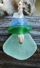 Sea Glass Necklace Men Women Sinew Braid Hawaiian Beach Adjustable Teen Colorful