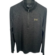 Under Armour Tech 1/2 Zip Pullover Mens Medium Heathered Green Gray L/S 