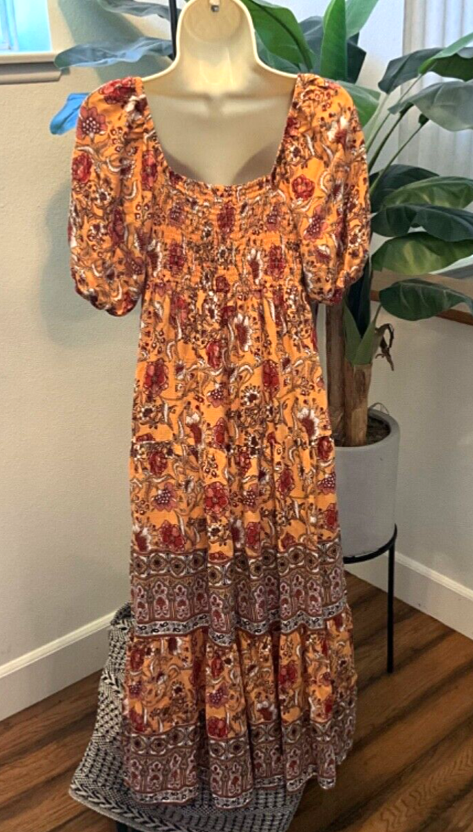 knox rose orange dress Knox Rose Flutter Short Sleeve Tiered A-Line Dress Size XL Orange Pockets
