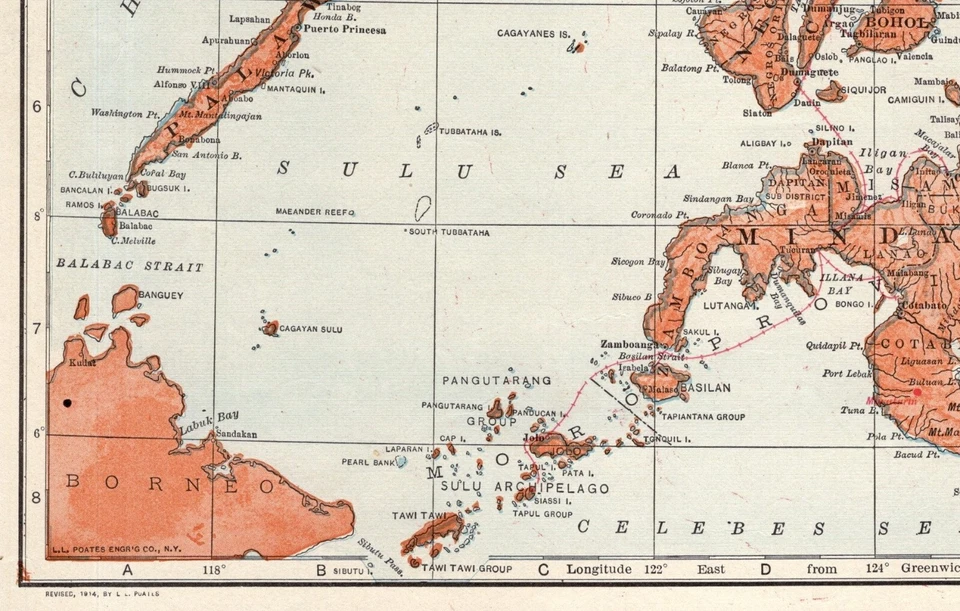 1914 Antique PHILIPPINES Map VINTAGE Map of the Philippine Islands Map #1913 - Image 3 of 4