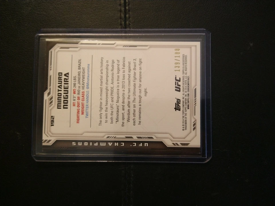 #139/188 Antonio Rodrigo Nogueira Black Parallel Card 2014 Topps UFC Champions  - Image 2 of 2