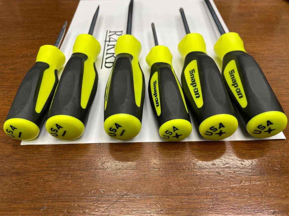 Snap-on Tools USA NEW 6pc HIVIZ Soft Grip Combination Screwdriver Set SGDX60BHV - Image 4 of 4