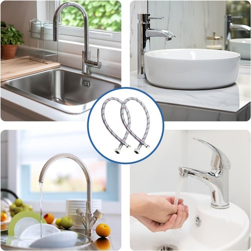 36'' Stainless Steel Faucet Hose Connector - 10 Pcs for Kitchen & Bathroom - Picture 8 of 8