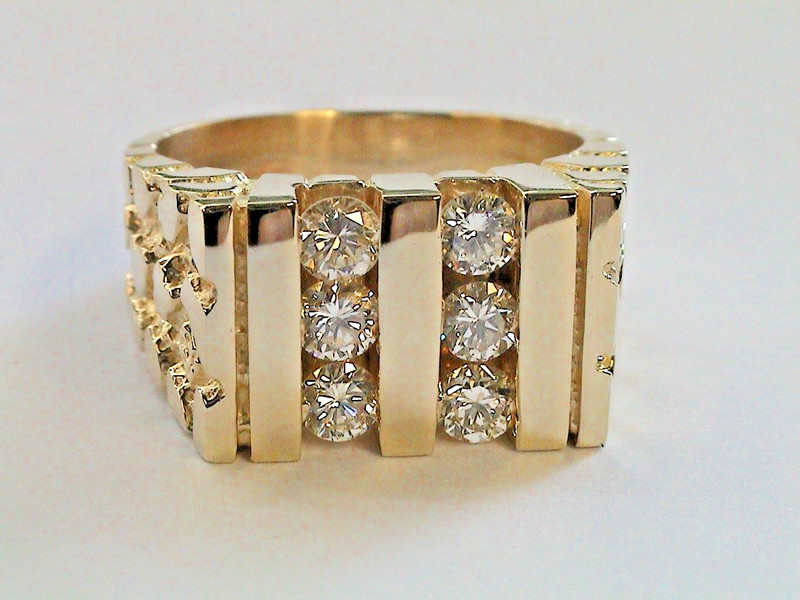Vintage14k gold  ring with 6 OUTSTANDING .19ct. diamonds.14.5g.