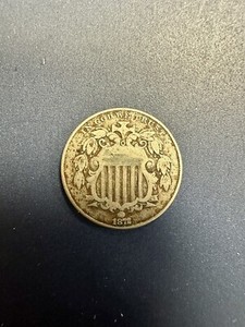 1872 Shield Nickel US 5c Coin Circulated Cond. #N03672