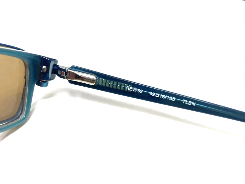REVOLUTION EYEWEAR REV762 49-16-135 TEAL BROWN POLARIZED CLIP SUNGLASSES - Image 3 of 4