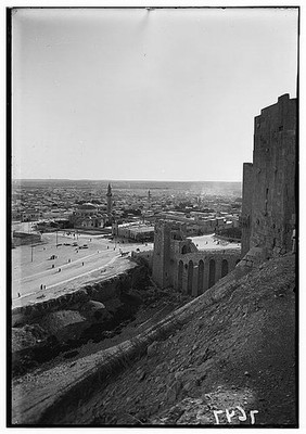 Photo:Aleppo Syria 1900s Citadel Castle Moat Entrance City View