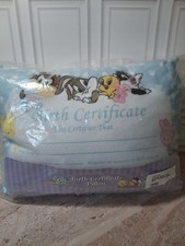 New Vintage Looney Tunes Baby Birth Certificate Pillow NIP