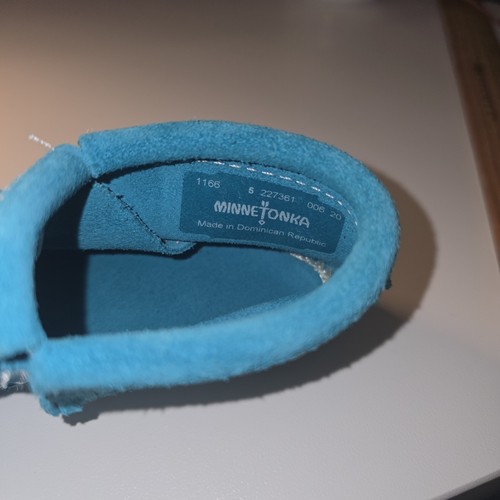 Minnetonka Moccasins Blue Size 5 Toddler Slippers Fringe Bootie Soft Sole - 第 7/10 張圖片