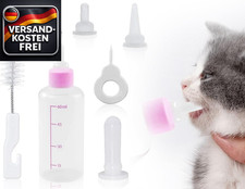 Kleine Haustierflasche 60ml Set mit Sauger Bürste & Nadel für Welpen Kätzchen