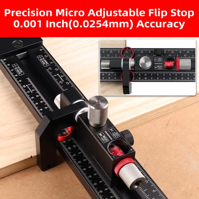 Precision Track Saw Parallel Guide System With Case – 0.001" Micro-Adjust Flip Stop, Dual Scales, Zero Calibration, For Festool/Makita/Milwaukee/Triton/Powertec/WEN Rails