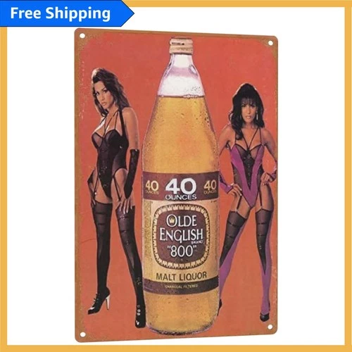 Eye-Catching 12x8 Vintage Tin Sign of Old English Malt Liquor - Durable Wall Art