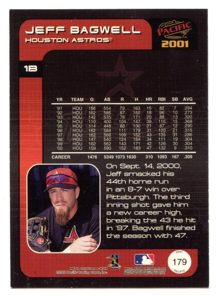 2001 Pacific #179 * Jeff Bagwell * Houston Astros - Image 3 of 3