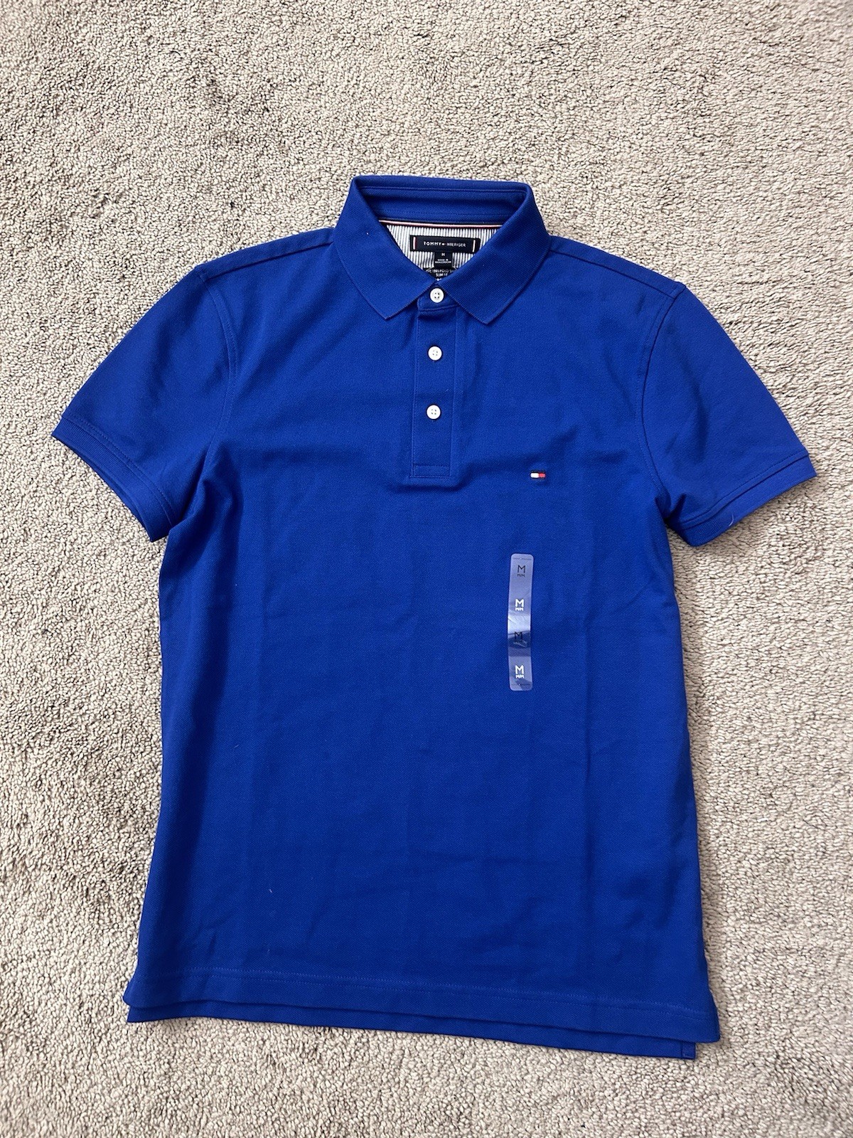 Tommy Hilfiger Men's Slim Fit Blue Polo Shirt - Size Medium