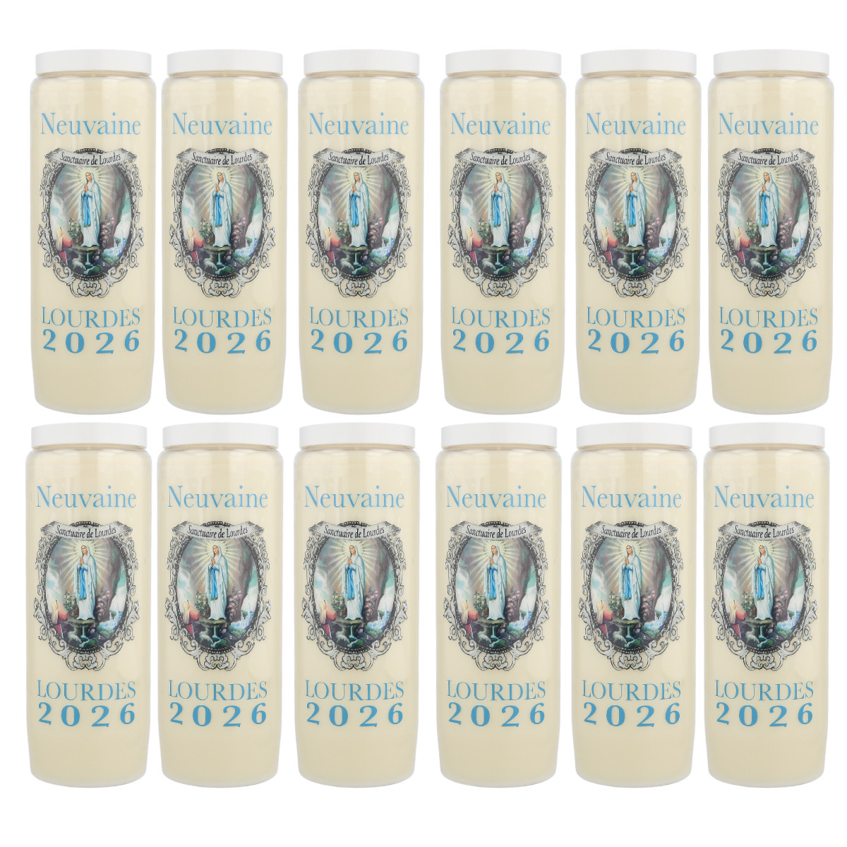 Bougies de Lourdes neuvaine 17,5cm lot de 12 grand cierge spirituel chrétien 2026