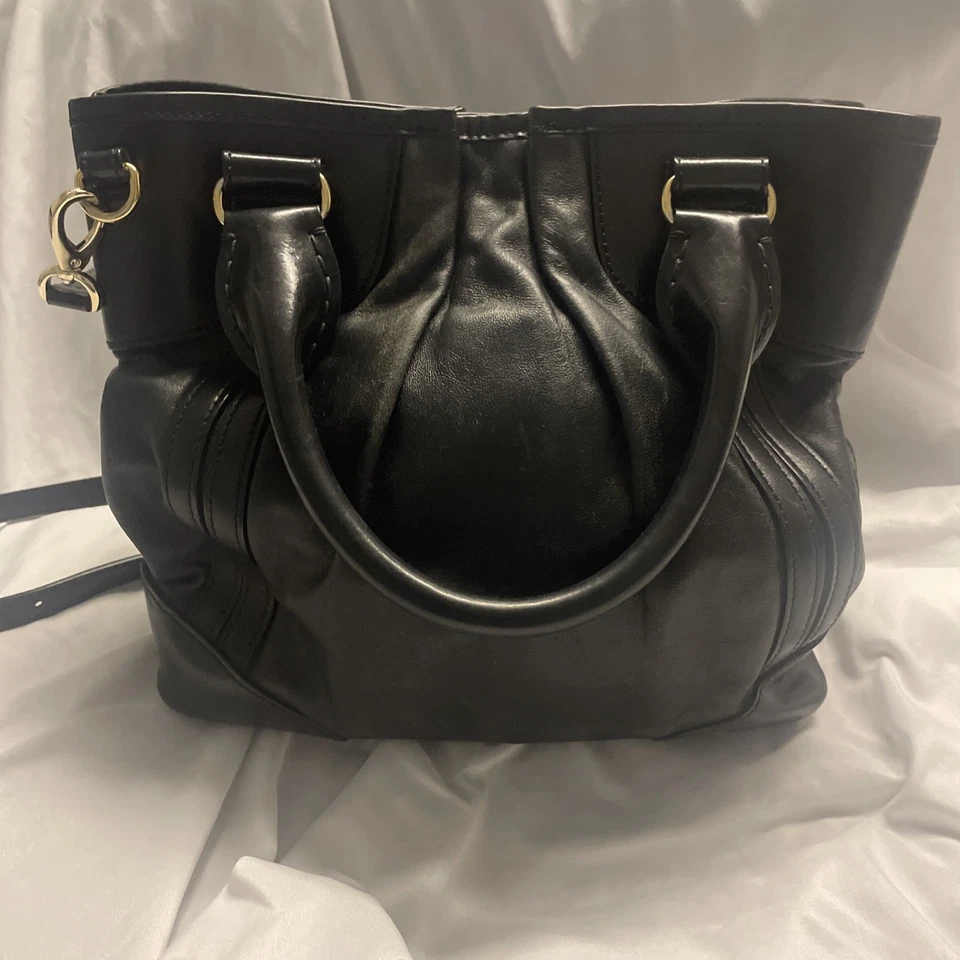 Auténtico bolso de mano Burberry Bridle Whipstitch de piel de cordero con doble asa negro Foto 3 de 4
