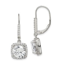 Sterling Silver Rhodium-plated Polished Cubic Zirconia Drop Dangle Earrings
