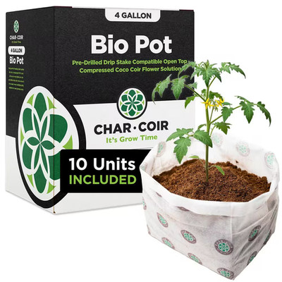 4-Gal Biopot 100% RHP Certified Organic Compressed Coco Coir Soil Amendment in F
