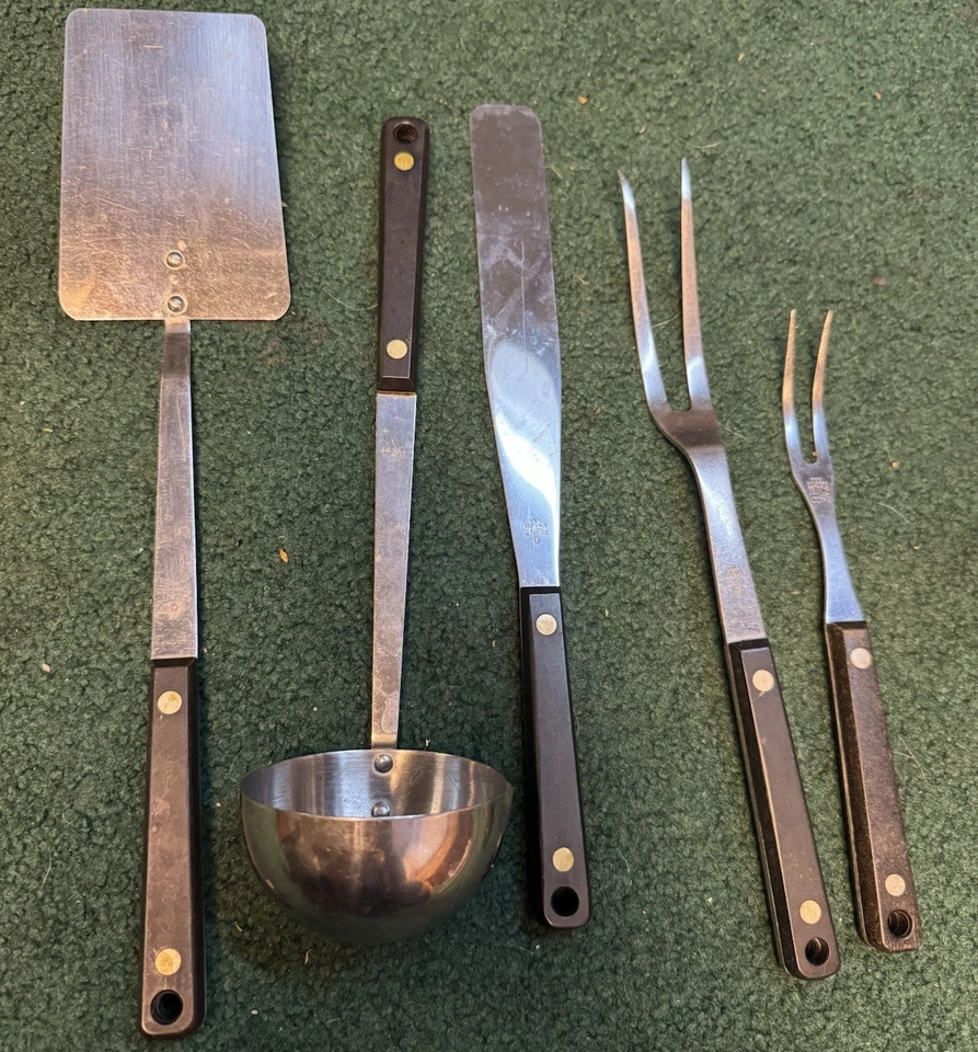 Vintage Flint Ekco USA Stainless Utensil Set 5 Pc Mid Century Modern Kitchen - Image 2 of 2