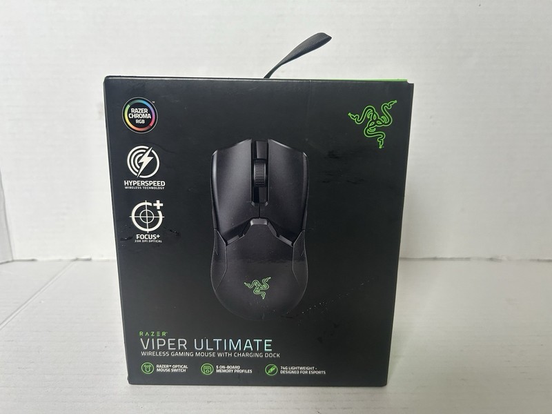 Razer Viper Ultimate Wireless Gaming Mouse – Black Inc. Dock + Cables Read DESC