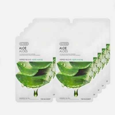 The Face Shop Real Aloe Juice Mask 10 Sheets K-Beauty Hydrating Soothing