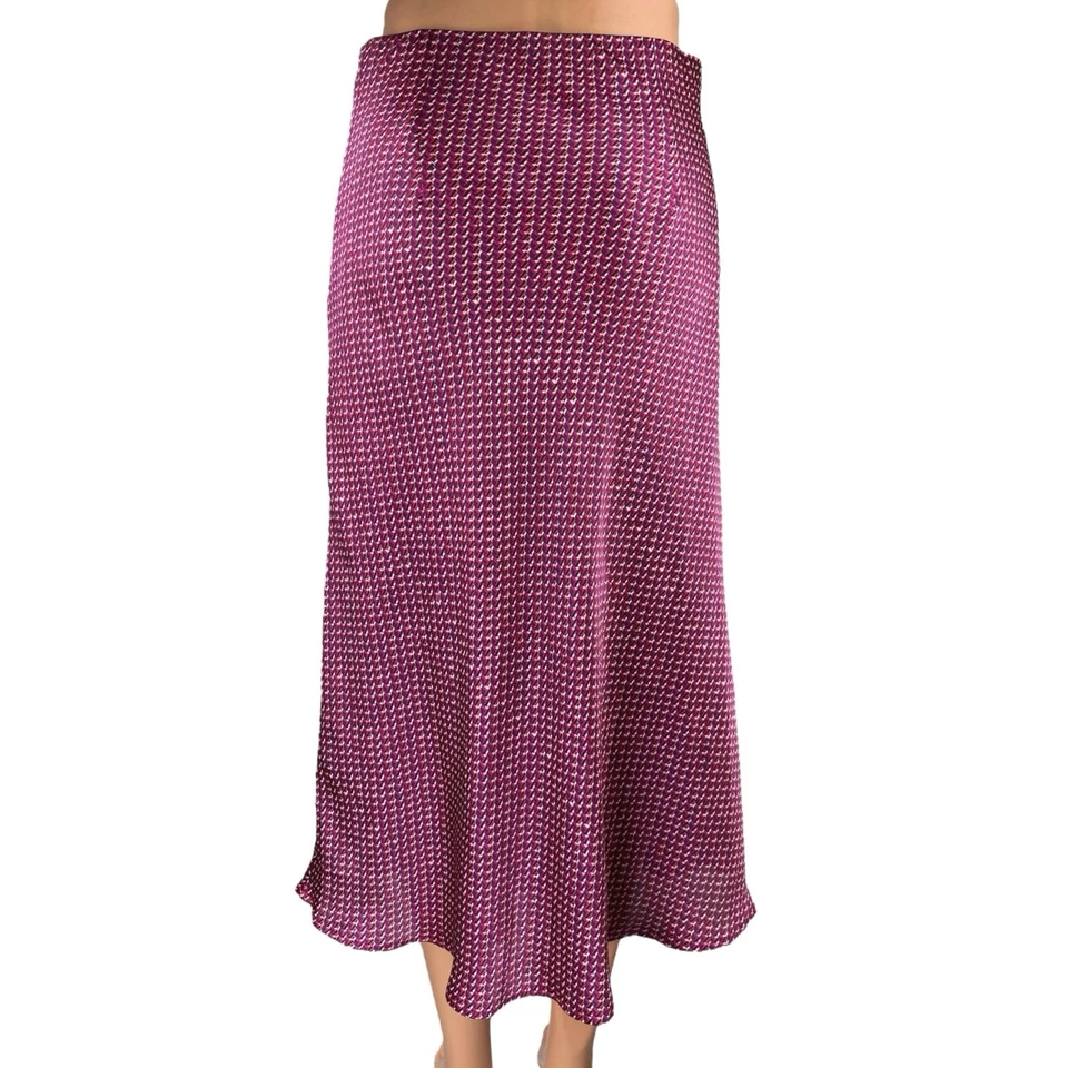 Женская розовая фиолетовая шелковая атласная юбка миди с геометрическим принтом Leith Bias трапециевидная S - Изображение 3 из 4