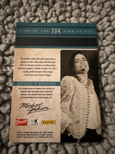 2011 Panini Televised Fashions, Michael Jackson Worn Relic, #tv4, RARE! - Picture 2 of 3