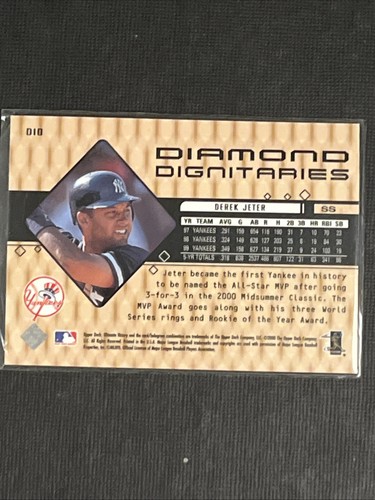 Derek Jeter Yankees 2000 Upper Deck Diamond Dignitaries D10 HOF - Picture 2 of 2