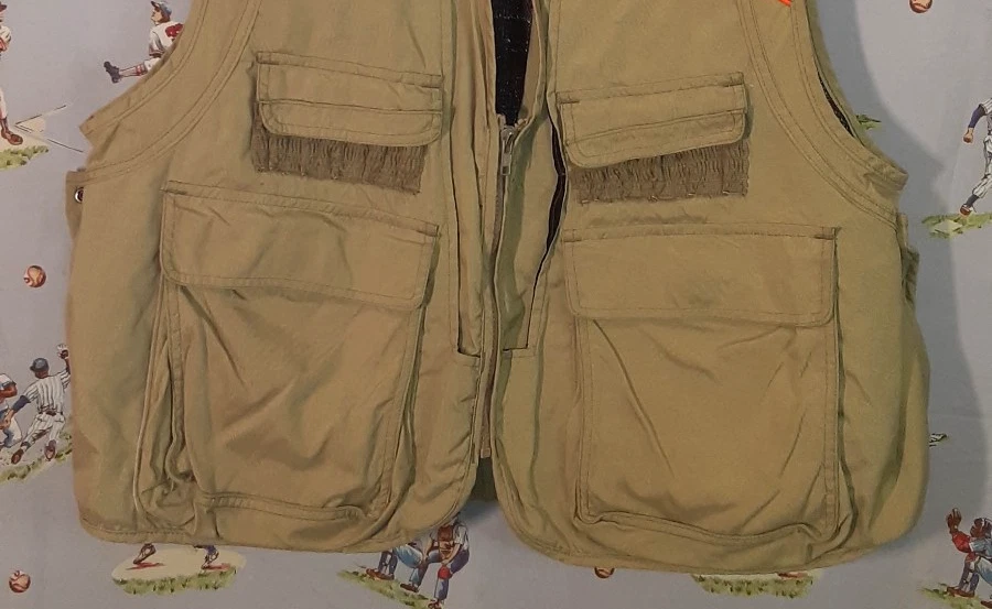 VTG 🦆 ORVIS - Padded Safety Game Pouch Hunting Vest Mens Size Large Beige - Image 3 of 4