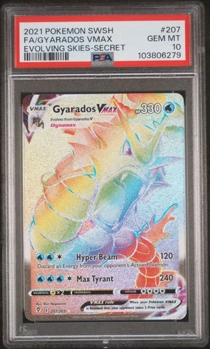 PSA 10 Gyarados 207 VMAX TCG Rainbow Secret Rare Pokemon Card