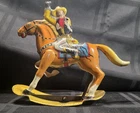 NICE 1930's  MARX TIN LITHO WIND UP ROCKING HORSE WITH COWBOY