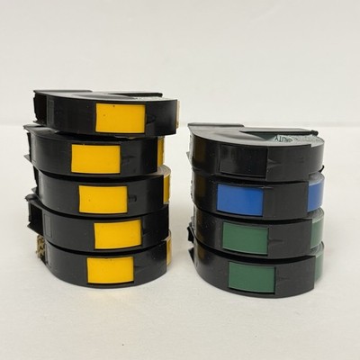 Genuine DYMO Embossing Label Tape 3/8  Lot Black & Multicolor Rainbow 9 Roll OEM