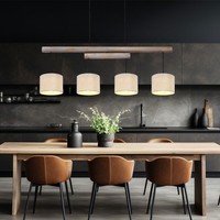 HäNgeleuchte Pendellampe Esszimmerlampe Holzleuchte HöHenverstellbar 4 Flammig