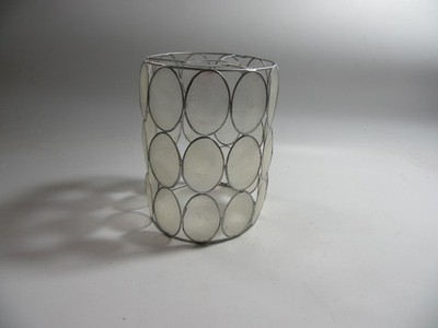 Vintage Capiz Muschel Leuchte Lampenschirm Pendelleuchte zylindrisch 16,5 cm hoch.