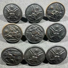 LOT x9 m1910 WW1 WWI US Army Military Uniform Buttons D Evans Attleboro MA 23 mm