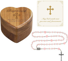 Baptism Gifts for Girl, My First Rosary with Wooden Keepsake Box, Rosary for Kid