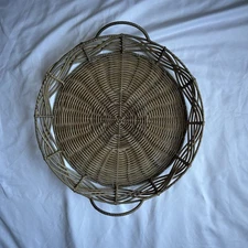 Wicker-Rattan Woven Round Bar Serving Tray