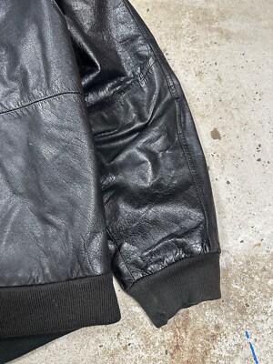 Vintage Y2K MA1 Leather Military Bomber Jacket Flyers Rare archive