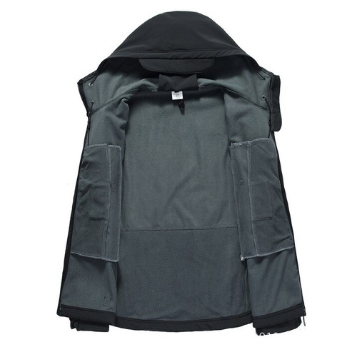 Mens Patriot Tactical Soft Shell Hooded Jacket Olive Green Zip Fleece Lined Coat - Picture 3 of 12