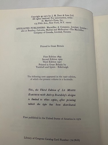 Le Morte D'Arthur Sir Thomas 4th Ed St Martins Press New York ~Superb Condition - Foto 7 di 12