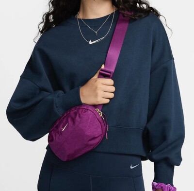 Nike Aura Crossbody Bag, 2L, Dark Viotech/Gold Shoulder Purse