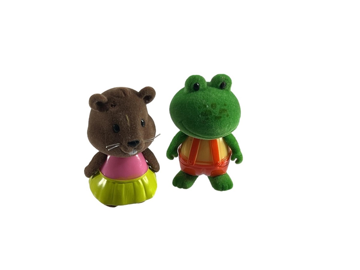 Lot of 2 Lil Woodzeez Bobbleez Bobblehead Figures Frog Squirrel 2