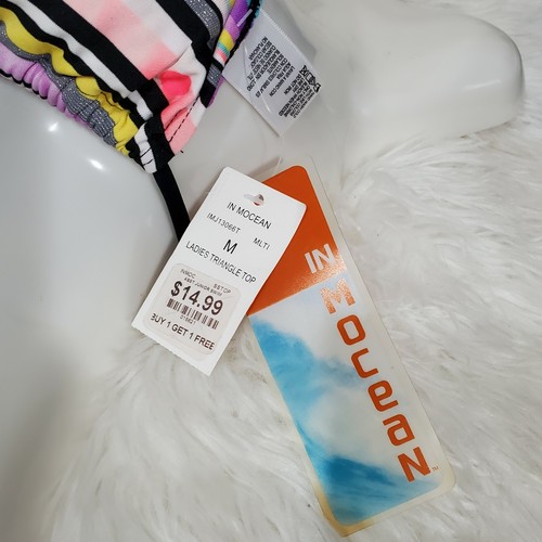 NWT InMocean Juniors Striped Bikini Top Size MEDIUM String Swim Bathing Suit - Picture 9 of 12