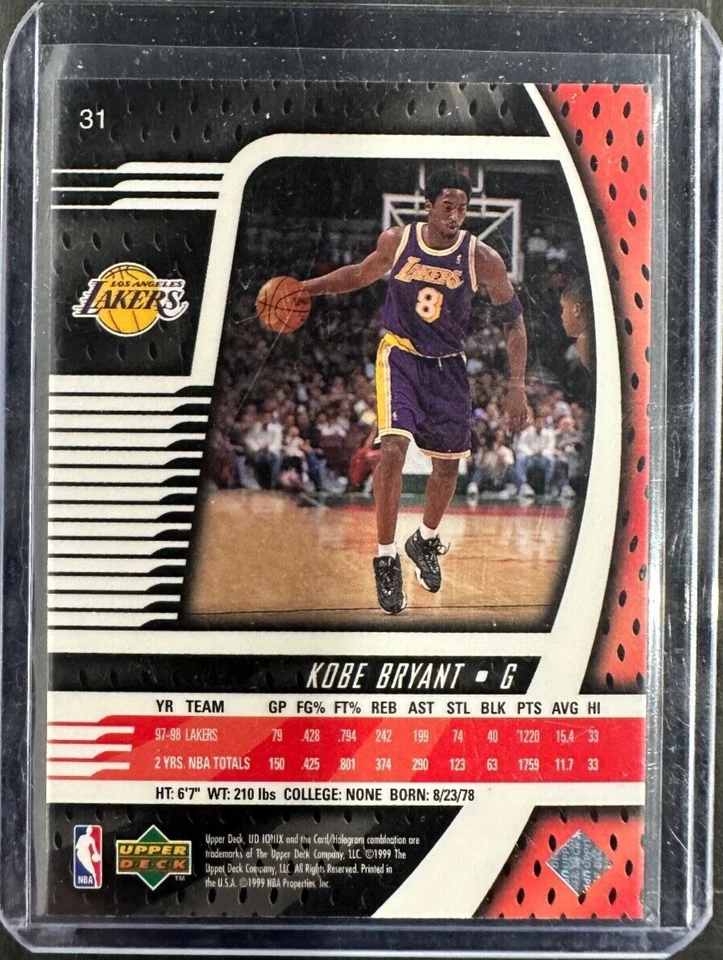 1999-00 Upper Deck Ionix Kobe Bryant #31 Basketball Card LA Lakers - Image 2 of 2
