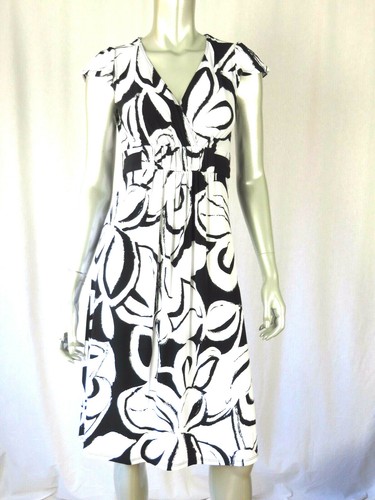 MERONA SZ S Black/White Empire Waist 1 Layer Cap Sleeve Pullover Tunic Dress - Picture 2 of 10