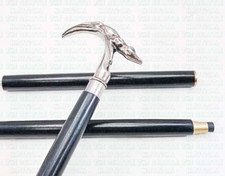 Handmade Crocodile Head Brass Handle Wooden Cane Vintage Walking Stick Best Gift